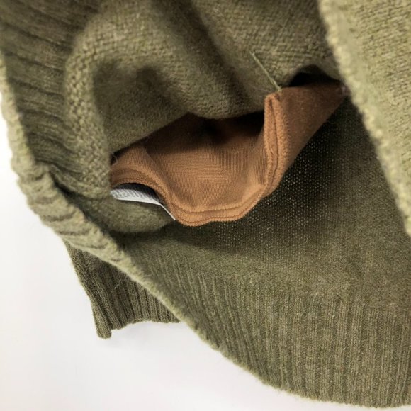 Pendleton Shetland Wool Olive Green Quarter Zip suede elbow patch sweater SP - Picture 9 of 16
